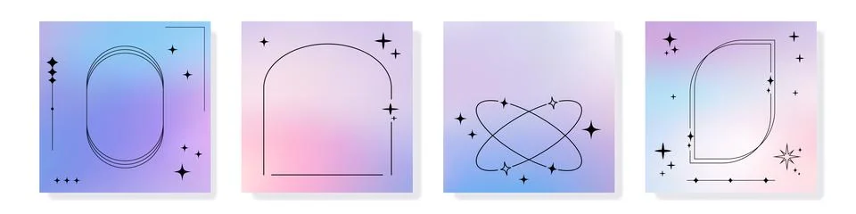 Pastel gradient square background set Stock-Illustration