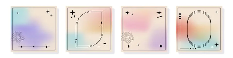 Pastel gradient square template with abstract frames Illustrazione stock