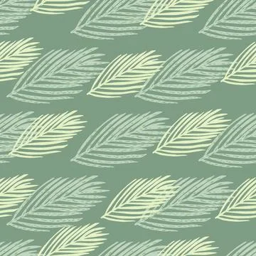 Pastel green colored seamless pattern with fir branches christmas shapes. New Stock Illustration