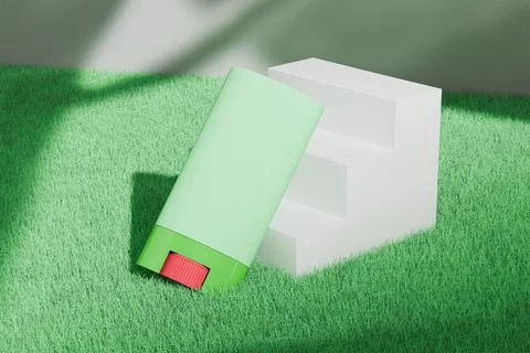 Pastel green twist-up solid makeup stick packging mockup Stock Illustration