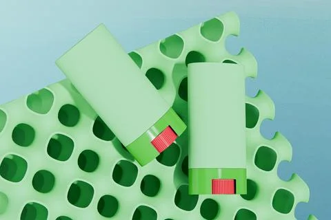 Pastel green twist-up solid makeup stick packging mockup Stock-Illustration