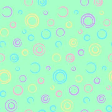 Pastel grunge bubble pattern with overlapping hand-drawn circles and rings Illustrazione stock