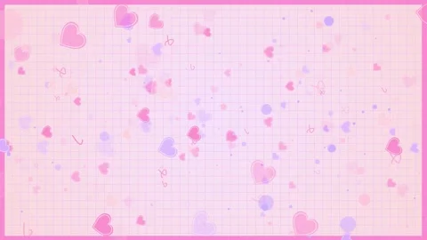 Pastel heart grid background pink paper texture, cute floating hearts, playful d Stock Footage 340415946