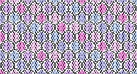 Pastel hexagon knitting pattern, Festive Sweater Design. Seamless Knitted P.. Stock Illustration