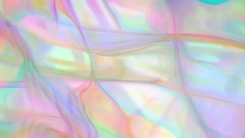 Pastel Iridescent Ribbon Waves Abstract Background Loop Stock Footage 333311183
