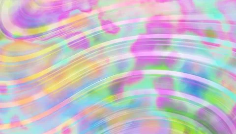 Pastel Iridescent Wave Abstract Background with Holographic Rainbow Light E.. Stock Illustration