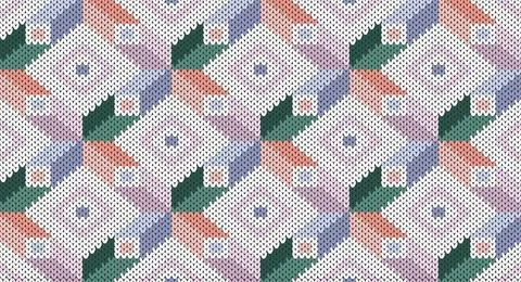 Pastel knitting pattern, Festive Sweater Design. Seamless Knitted Pattern Stock Illustration