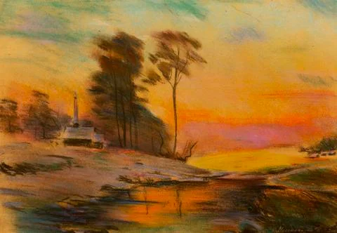 Pastel landscape Stock Illustration