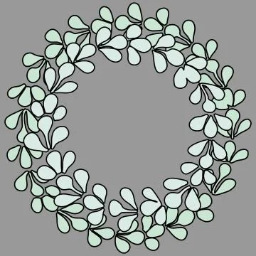 Pastel laurel wreath vector frame on grey background Illustrazione stock