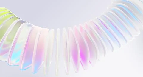 Pastel light 3d background with row of glass holographic transparent square Stock Illustration