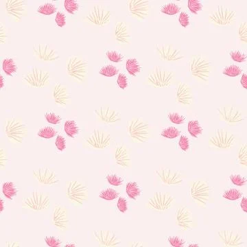Pastel light seamless pattern with thorn flower bud silhouettes. Pink colored Illustrazione stock