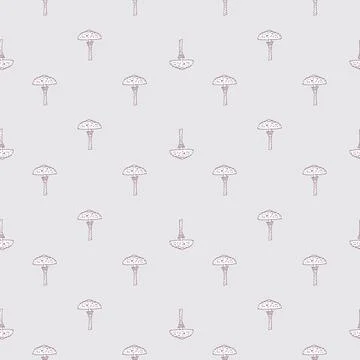 Pastel light tones seamless pattern with doodle mushroom elements. Autumn sea Stock Illustration