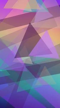 Pastel low-poly triangle facets in purple, pink, and warm gold tones create.. Stock Illustration