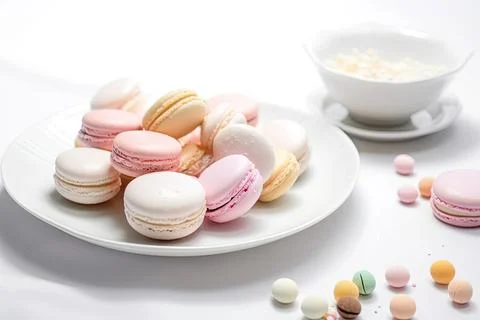 Pastel Macarons, Array of Colors &amp; Flavors Stock Photos