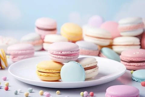 Pastel Macarons, Array of Colors &amp; Flavors Stockfoto's