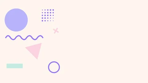 Pastel Memphis shape collage animating on the left with empty right copy space Видео 348296883