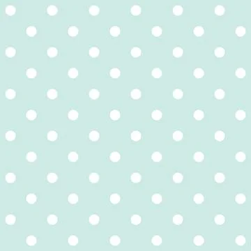 Pastel mint blue green background with white polka dots Seamless pattern イラスト素材