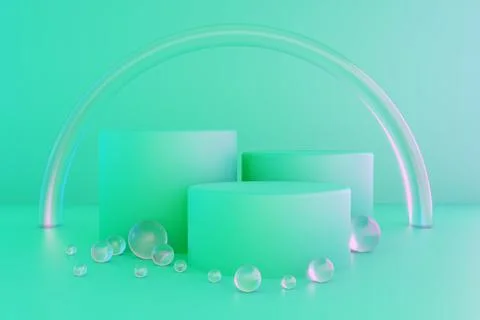 Pastel mint blue minimal 3d background. Poster design with studio podium Stock Illustration