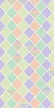 Pastel mosaic diamond pattern in soft lavender, mint, and peach tones, crea.. Stock-Illustration