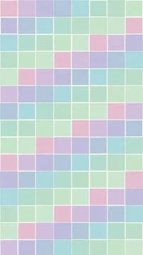 A pastel mosaic grid pattern with soft squares in mint, lavender, pink, and.. Illustrazione stock