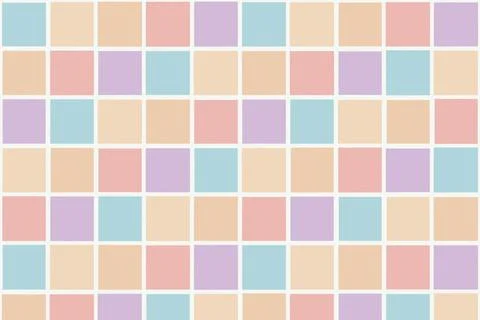 A pastel mosaic pattern of small square blocks in soft blue, pink, and purp.. Stock Illustration
