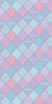 Pastel mosaic tile pattern with repeating rhombus shapes in pink, blue, and.. Stock Illustration