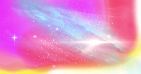 Pastel nebula diffusing, swirling sparkles emerging to reveal blue streak Video stock 327643681