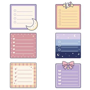 Pastel Night Sky Sticky Note Bundle Stock Illustration