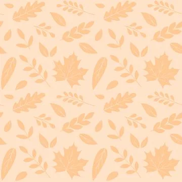 Pastel orange monochrome seamless pattern with autumn leaves Stock Illustration