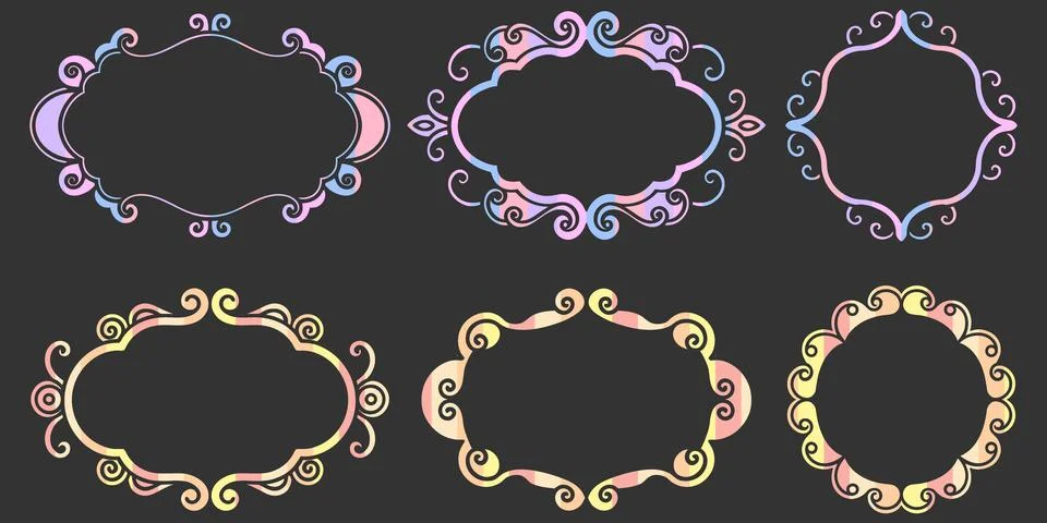 Pastel ornate frames with gradient background for creative invitations and .. Stock Illustration