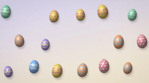 Pastel painted Easter eggs floating and spinning, 4K seamless loop Видео 347853987