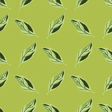 Pastel palette seamless doodle pattern with botany leaf simple ornament. Ligh 스톡 일러스트