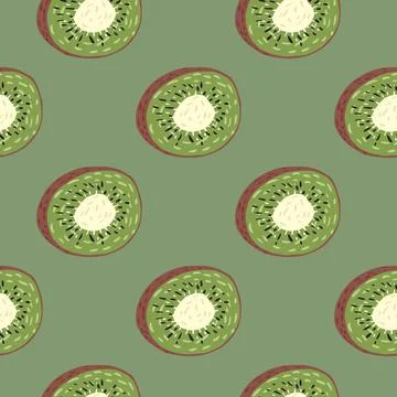 Pastel palette seamless pattern with abstract kiwi shapes. Green palette frui 스톡 일러스트