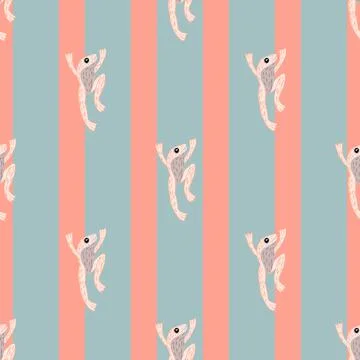 Pastel palette seamless pattern with cute animal frog silhouettes. Blue and p Stock Illustration