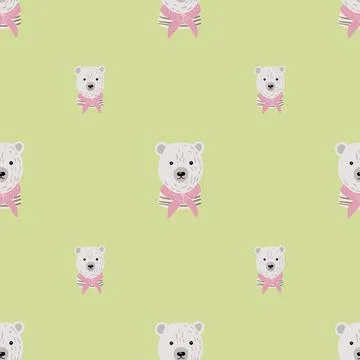 Pastel palette seamless pattern with light blue sailor bear elements. Light g Stock Illustration