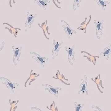 Pastel palette seamless pattern with random cartoon froggy silhouettes orname イラスト素材