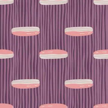 Pastel palette seamless pattern with stylized sweet eclair ornament. Pink and Stock Illustration