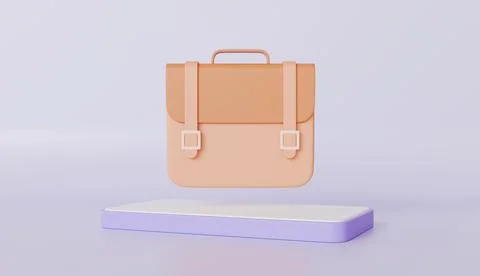 Pastel Peach Briefcase 3D Render Minimalist Product Mockup Online Shopping Stock Illustration