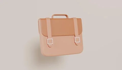Pastel Peach Briefcase 3D Render Minimalist Product Mockup Online Shopping Stock Photos