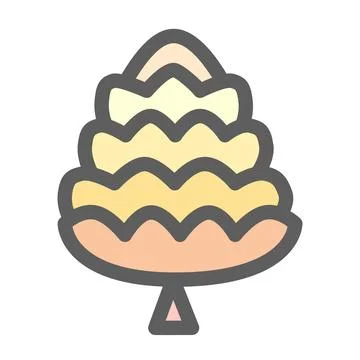Pastel pine nut flat icon Stock Illustration