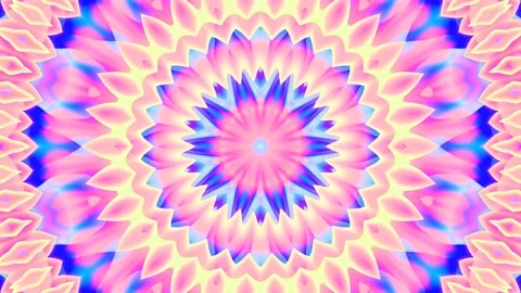 Pastel Pink Blue Complex Pattern Loop Mandala Flower Kaleidoscope Stock Footage 151311381
