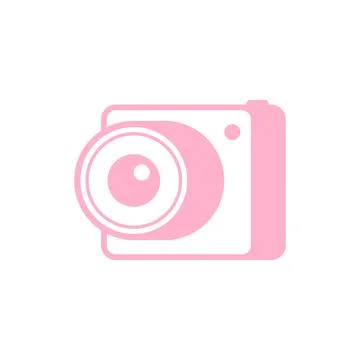 Pastel pink camera icon. Vector illustration on blank background.  Stock Illustration