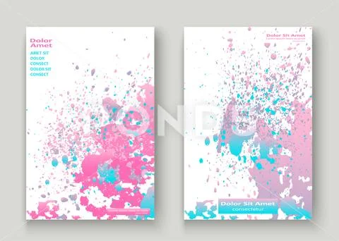 Pastel pink cyan explosion paint splatter artistic cover design. Stock Illustration