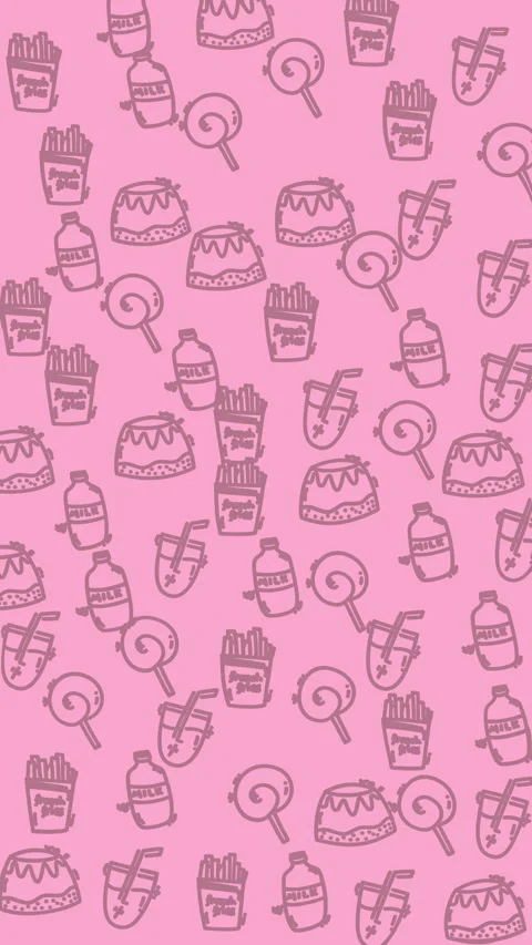 Pastel Pink Dessert Pattern with Cupcakes and Lollipops Seamless Loop 库存影片 330678257