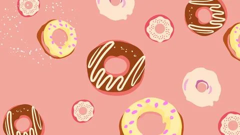 Pastel Pink Donuts Background Stock Illustration