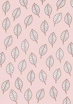 Pastel pink pattern, wallpaper, background. Ornament leaves, botany, flowers Illustrazione stock