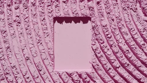 Pastel pink powder furrows with rectangular imprint and shadows Stock Footage 341839970