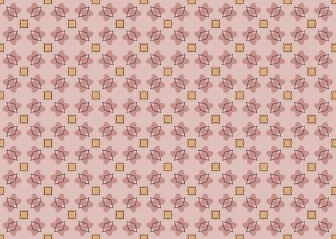 Pastel pink seamless repeat pattern with yellow and black line shapes Illustrazione stock