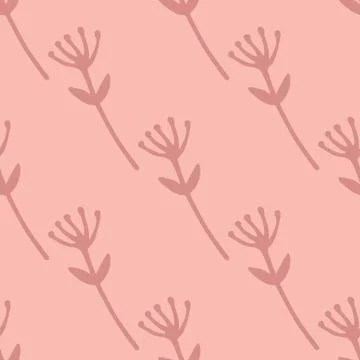 Pastel pink tone seamless pattern with abstract floral silhouettes. Botanic s 스톡 일러스트