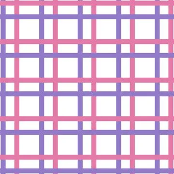 Pastel Plaid Grid Pattern in Pink and Purple Seamless Geometric Background .. Stock Illustration
